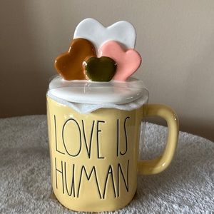Rae dunn love is human mug with lid BRAND NEW